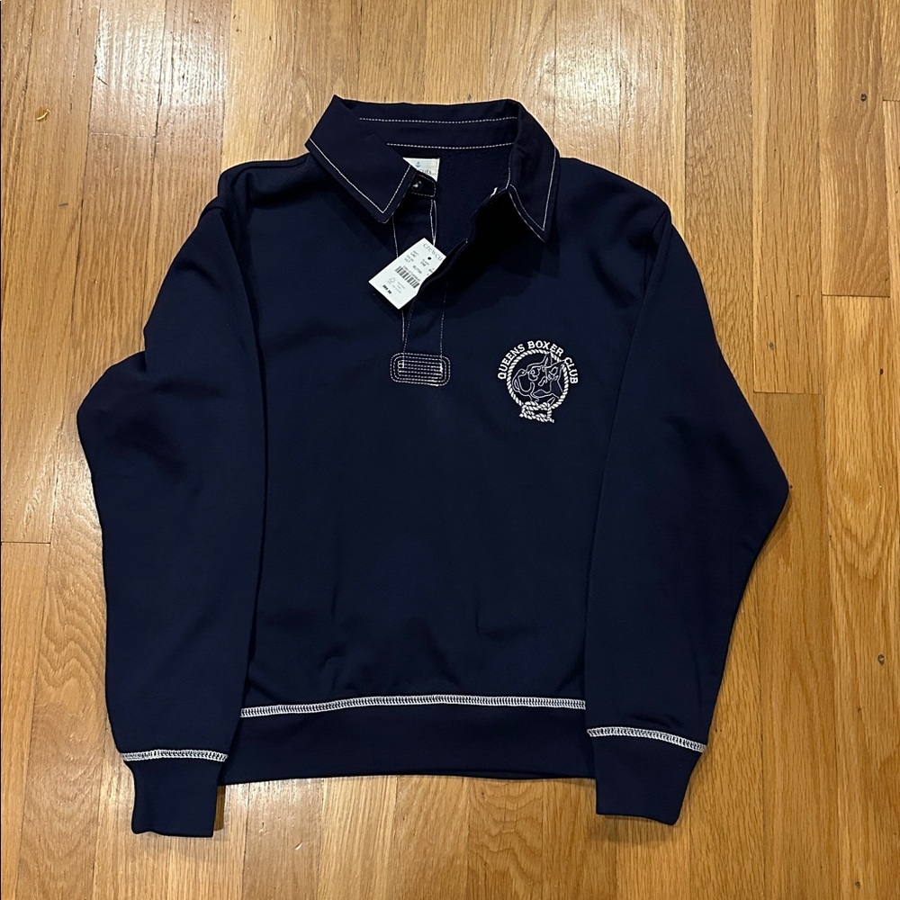 J Crew Navy Long Sleeve Polo Shirt
